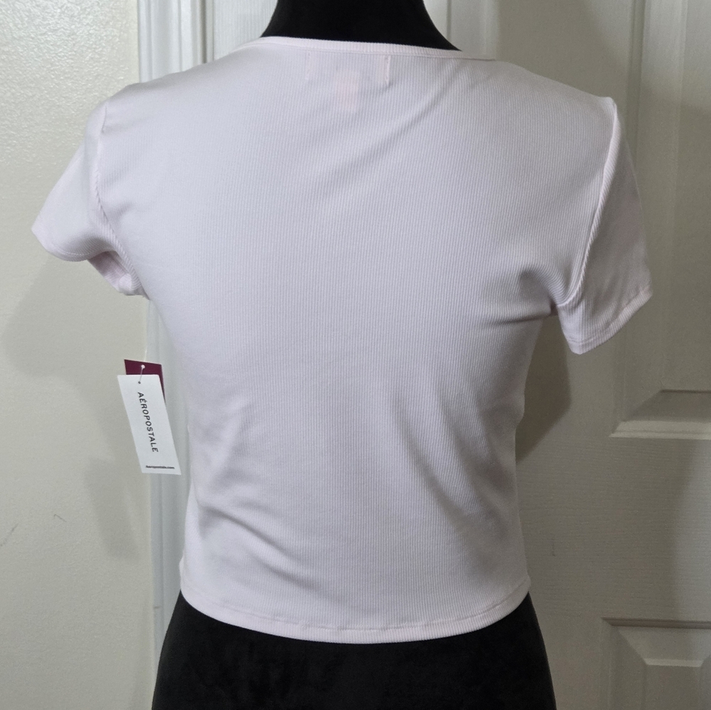 * Juicy Couture Aeropostale Jr Seamless Henley Short Sleeves Shirt Top Lt Pink - Picture 5 of 10